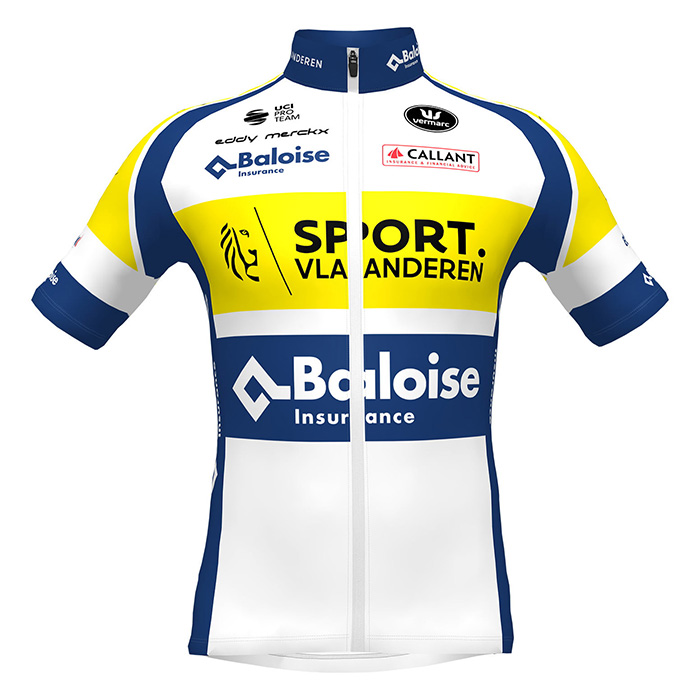 2022 Fahrradbekleidung Sport Vlaanderen-baloise Blau Gelb Trikot Langarm und Tragerhose